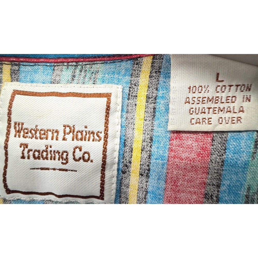 Western Plains Trading Co Shirt Mens Large Multicolor Striped Brushpopper Cotton - Picture 2 of 10